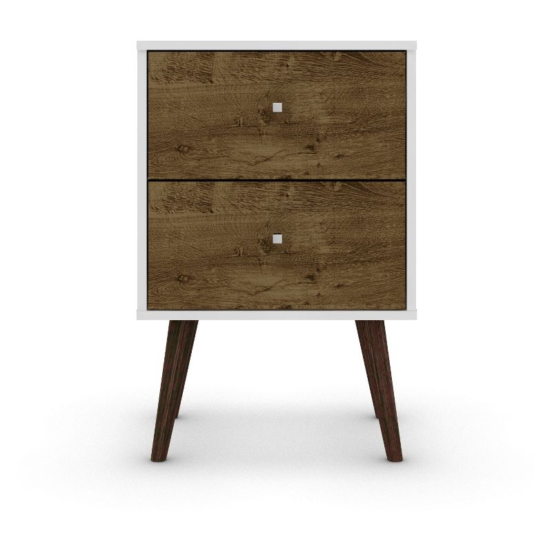Liberty 2.0 Mid Century Modern Nightstand White/Rustic Brown - Manhattan Comfort