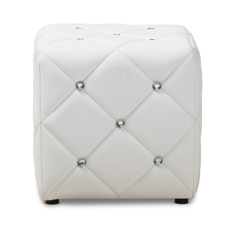 Stacey Modern and Contemporary Faux Leather Upholstered Ottoman White - Baxton Studio