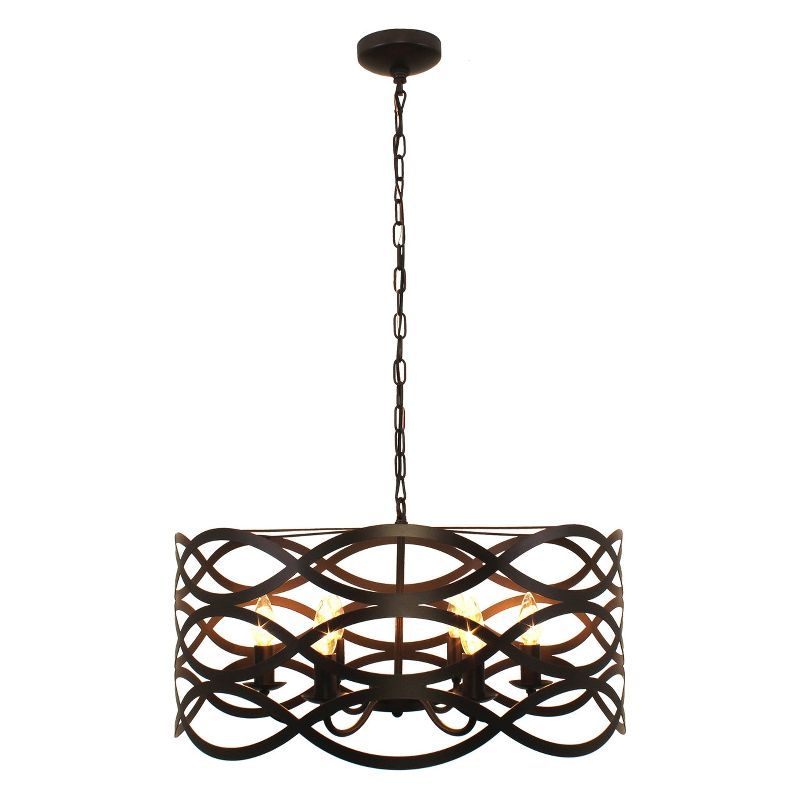 Chloe Lighting Capella Transitional 6 Light Oil Rubbed Bronze Ceiling Pendant 24" Wide