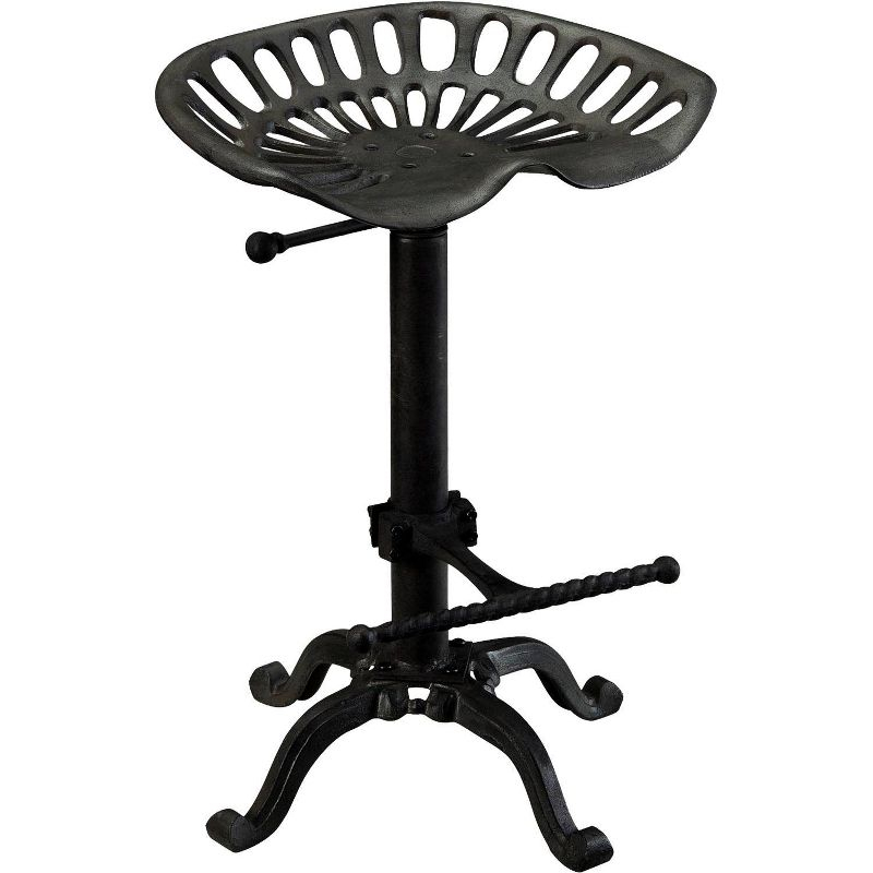 Carolina Living Adjustable Tractor Seat Counter Height Barstool Black: Vintage Style, Iron Base, 22-33" Height
