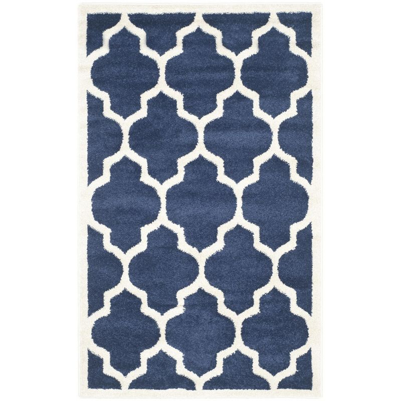 Amherst AMT420 Power Loomed Indoor Accent Rug - Navy/Beige - 3'x5' - Safavieh