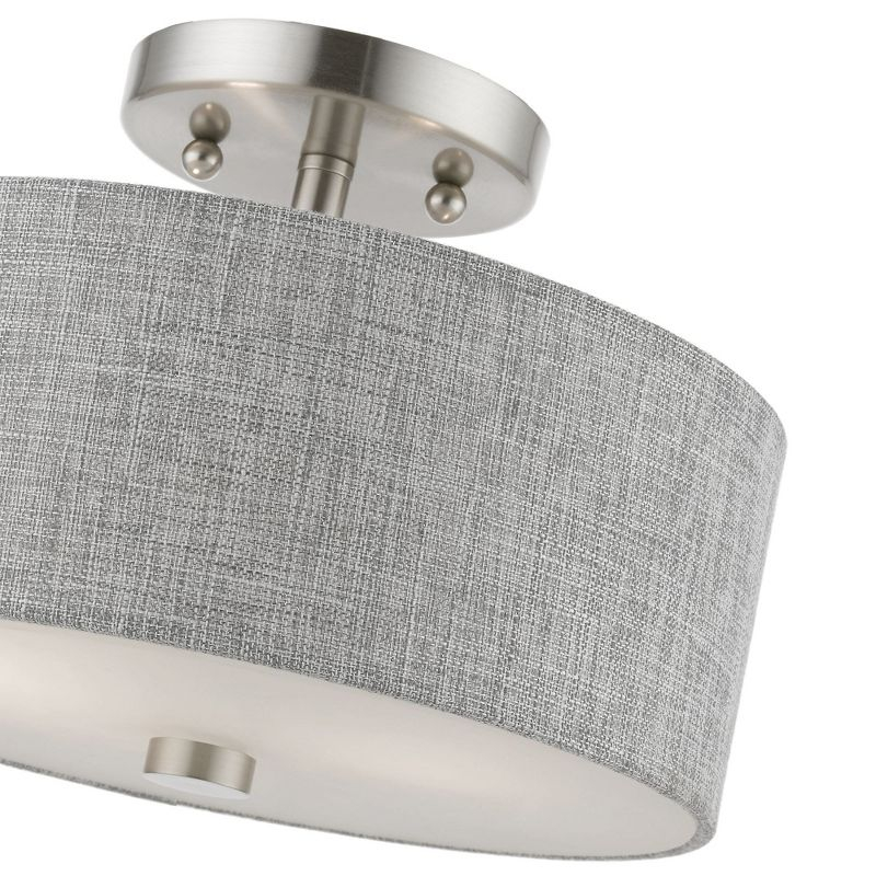 Livex Lighting Dakota 2 - Light Semi-Flush Mount in  Brushed Nickel/Shiny White