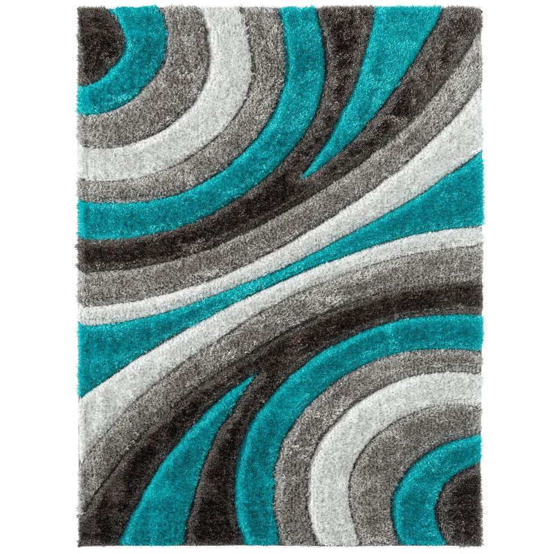 Luxe Weavers Modern Shag Geometric Area Rug, Turquoise 5x7
