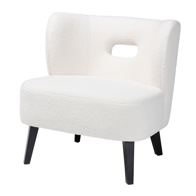 Baxton Studio Naara Modern and Contemporary Ivory Boucle Upholstered and Black Finished Wood Accent Chair
