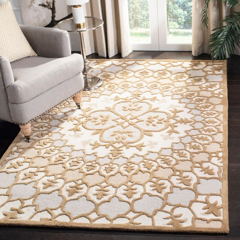 Bellagio BLG610 Hand Tufted Area Rug - Ivory/Dark Beig - 5'x8' - Safavieh.