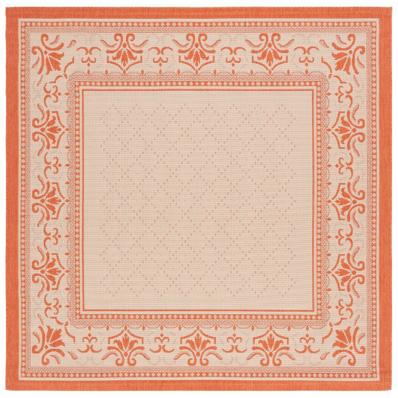 Courtyard CY0901 Power Loomed Indoor and Outdoor Area Rug - Natural/Terra - 7'10"x7'10" - Safavieh