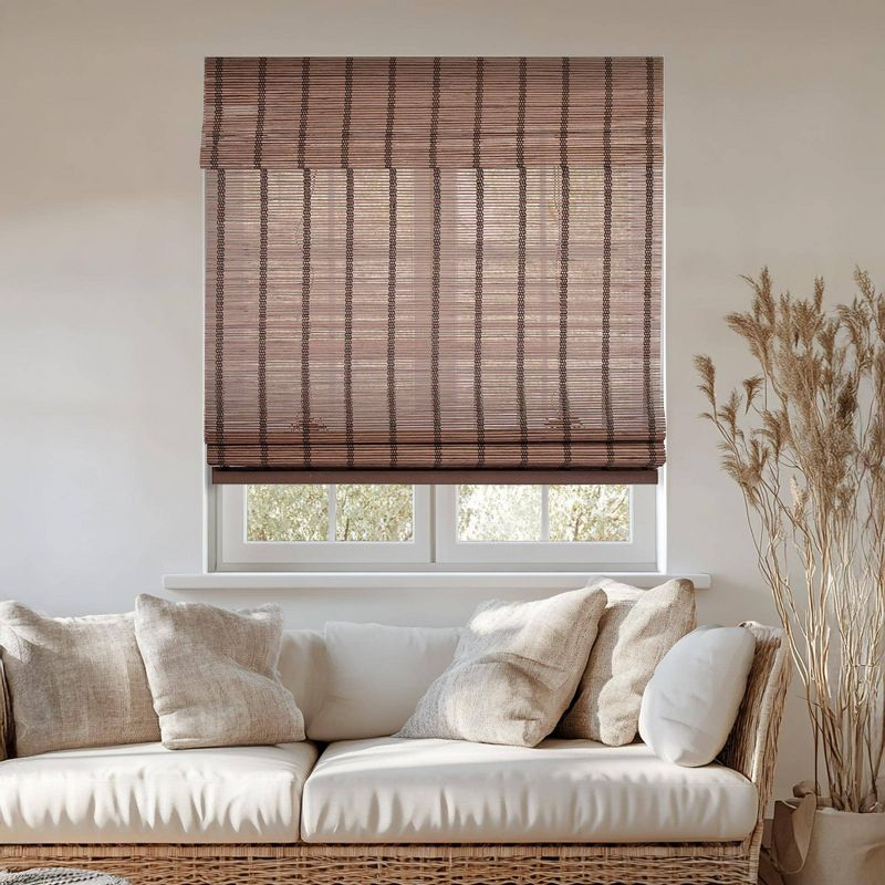 32"x64" Chicology Light Filtering Bamboo Roman Shade Bear Brown