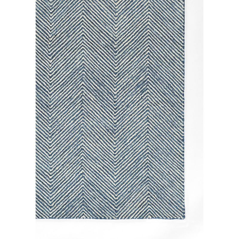 Momeni 8'x10' Charles Zig Zag Handtufted Area Rug Denim Blue: Wool, Cotton & Latex Backing, Low Pile, Indoor Use
