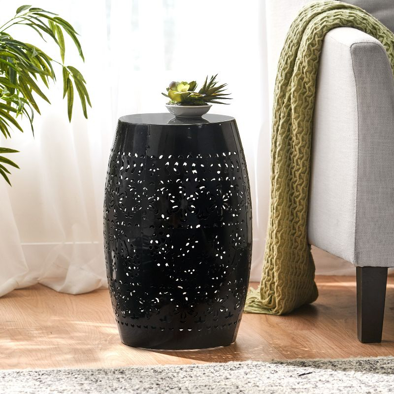 Christopher Knight Home Ruby Indoor/Outdoor Iron Lace Cut 12 Inch Side Table, Black
