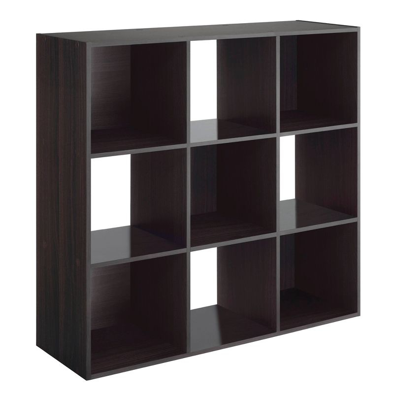 Whitmor 9 Section Cube Organizer Espresso: Universal Storage, 35.5" x 11.75", Particle Board & Steel, Divided Shelves