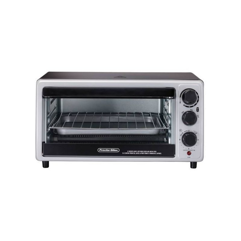 Proctor Silex 6sl Toaster Oven 31124: Countertop Small Oven, 1500W, Silver, Includes Broiler & Baking Pan, Freestanding