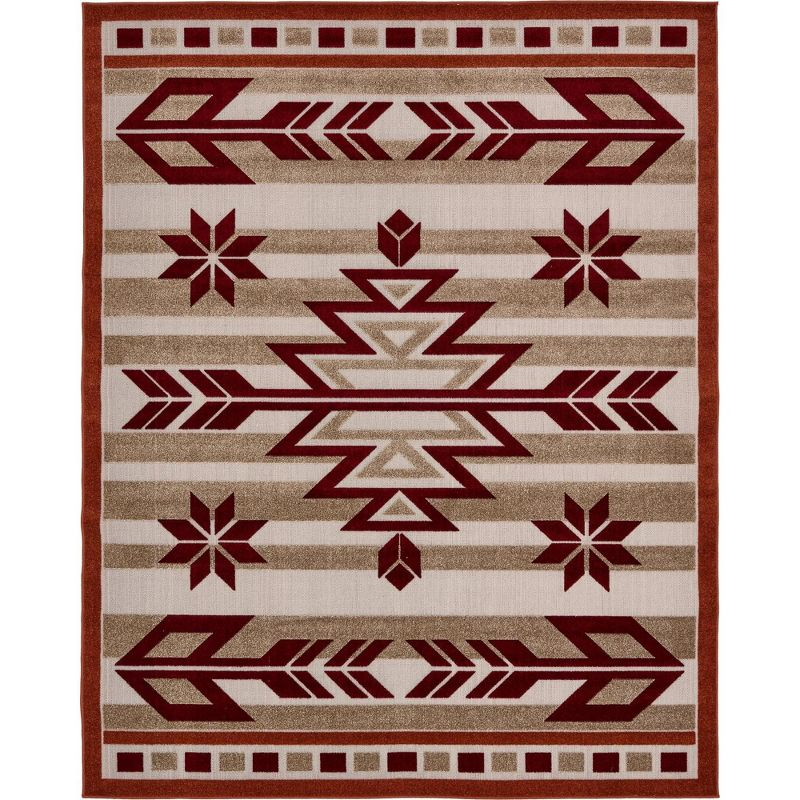 Unique Loom 8' 0 x 10' 0 Burgundy Outdoor Modern Albuquerque Area Rug