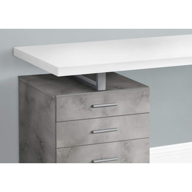 Monarch Specialties Computer Desk Home Office Laptop Left Right Set-Up Storage Drawers 48InchL Work Metal Laminate Grey White Contemporary Modern