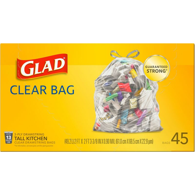 Glad Tall Kitchen Drawstring Recycling Bags + Clear Trash Bags - 13gal/45ct