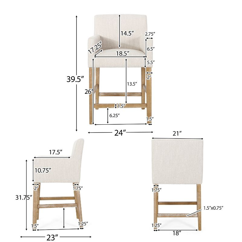 Christopher Knight Home Chaparral Contemporary Fabric Upholstered Wood 26 inch Counter Stools (Set of 2), Beige and Weathered Natural