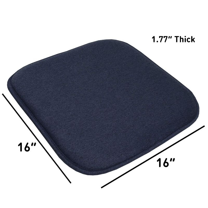 Charlotte Jacquard Memory Foam No Slip Back 16" x 16" Chair Pad Cushion, Navy, 6 Pack