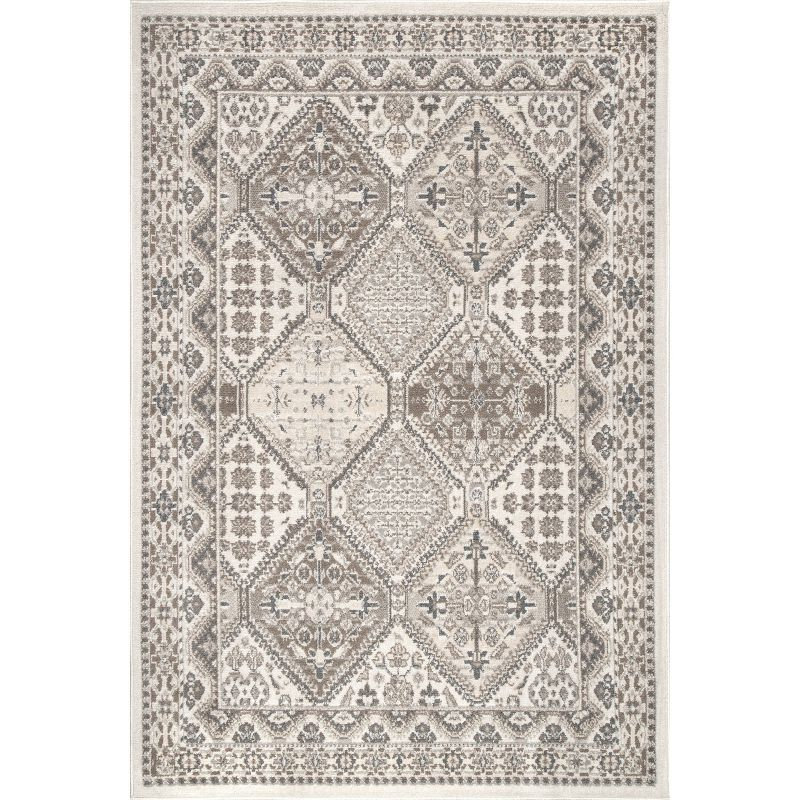Nuloom 7x9 Becca  Tiled Indoor Area Rug, Beige, Faded Transitional Design, Stain Resistant, BedroomLiving Room, Kitchen,