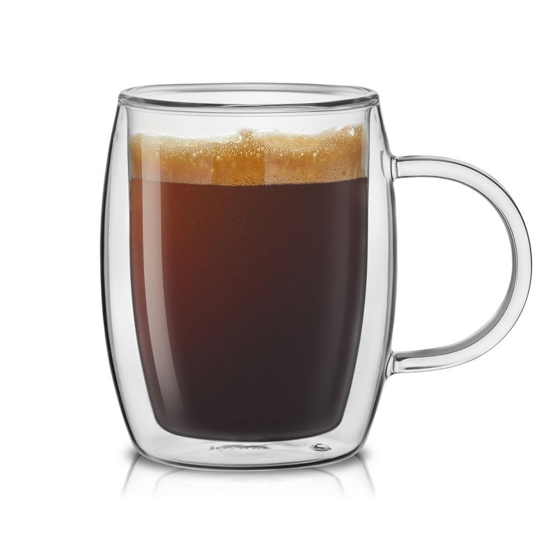 JoyJolt Aroma Double Walled Insulated Glasses - Set of 2 Double Wall Coffee Tea Glass Mugs - 13.5 oz