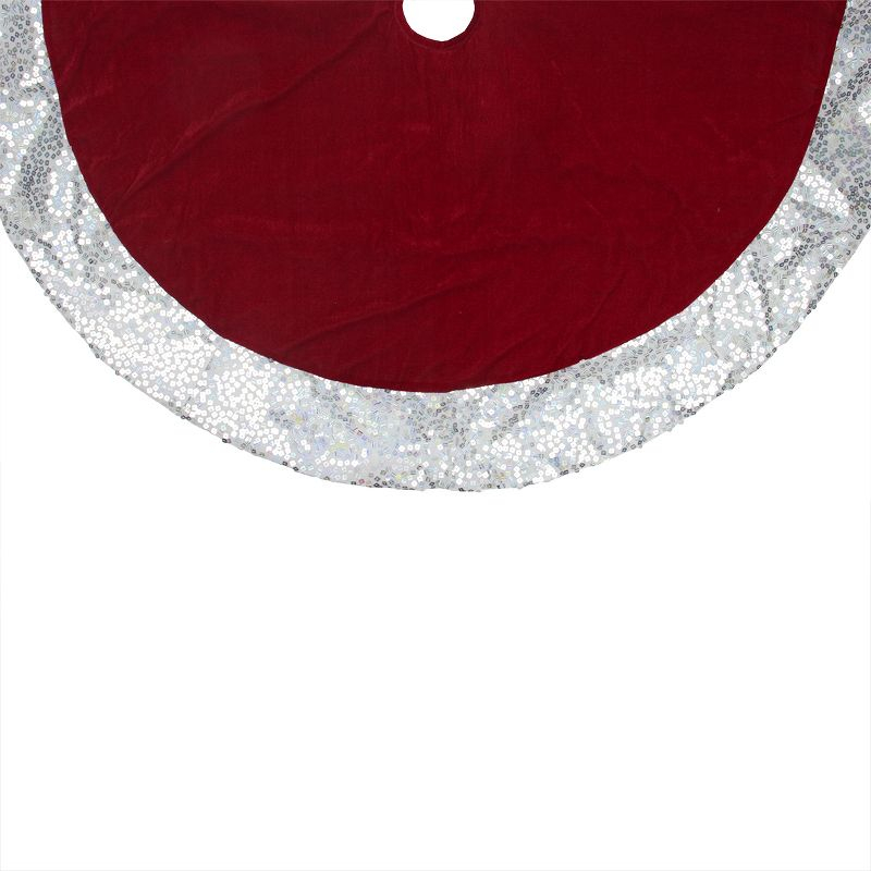 Northlight Velvet Sequined Christmas Tree Skirt - 48" - Red and Silver