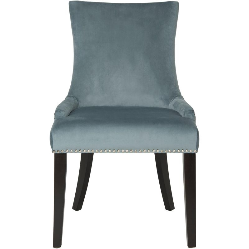 Lester 19"H Dining Chair (Set of 2) with Silver Nail Heads - Blue - Safavieh