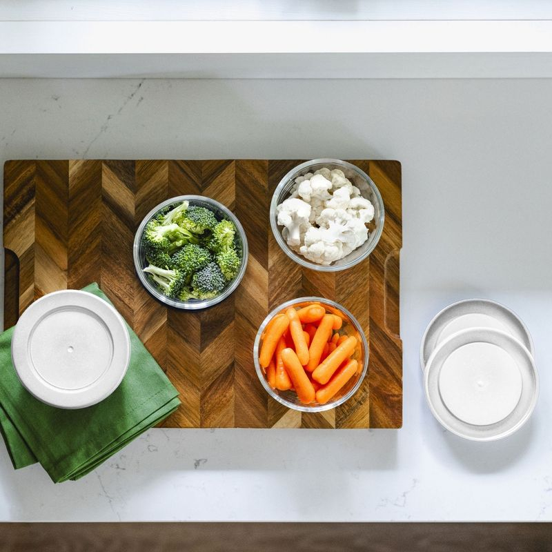 Dura Culina® 8pc 1 Cup Size Glass Food Round Storage Set - White