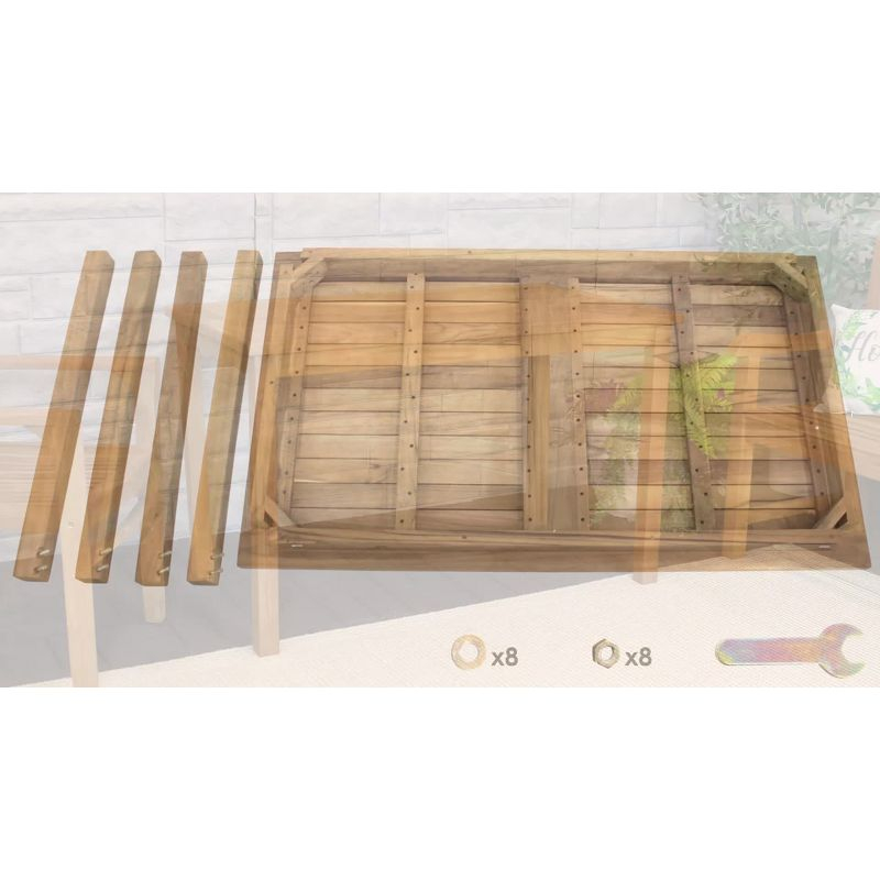 Sunnydaze Outdoor Solid Teak Wood with Stained Finish Rectangular Patio Dining Table - 48" - Light Brown