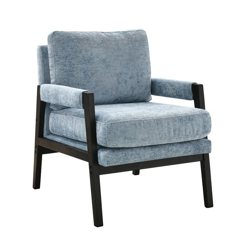 Roundhill Furniture Kelly Mid-Century Modern Chenille Upholstered Accent Armchair Blue