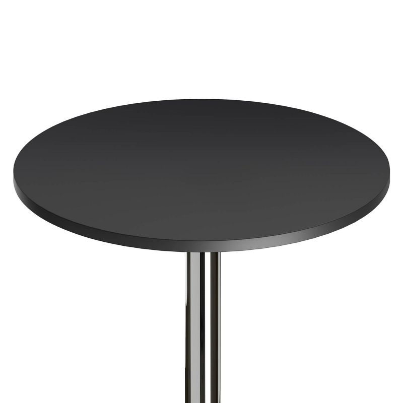 24" Spectrum Round Bar Height Table with Metal Legs Black - Winsome: Chrome Base, MDF Top, Contemporary Style