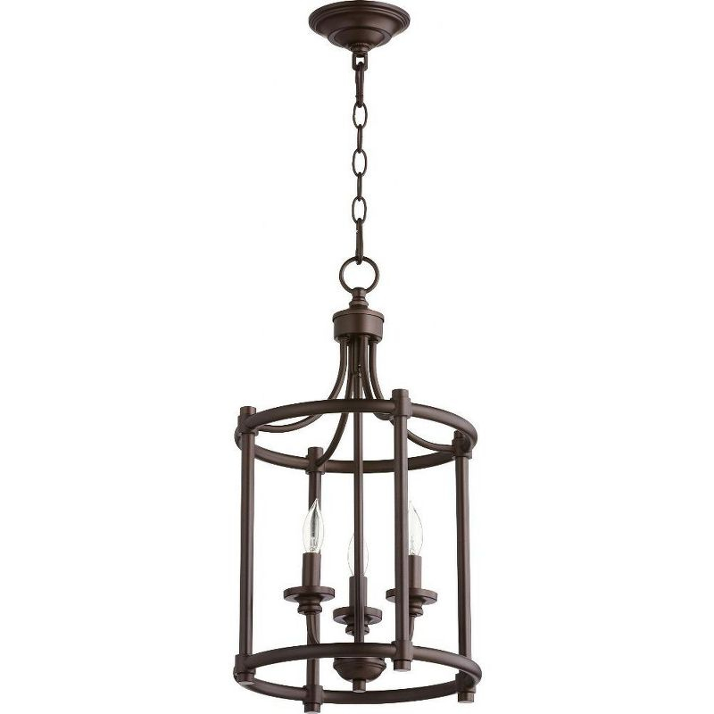 Quorum Lighting Rossington 3-Light Entry Pendant, Oiled Bronze, 12W x 21.5H, Dry Rated
