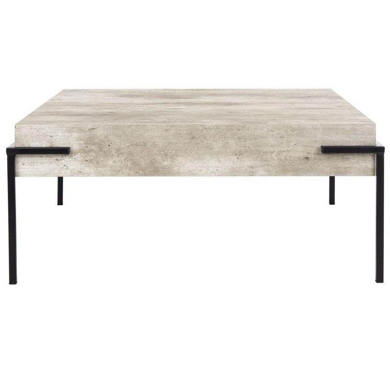 Eli Square Coffee Table - Light Grey Faux Concrete/Black - Safavieh
