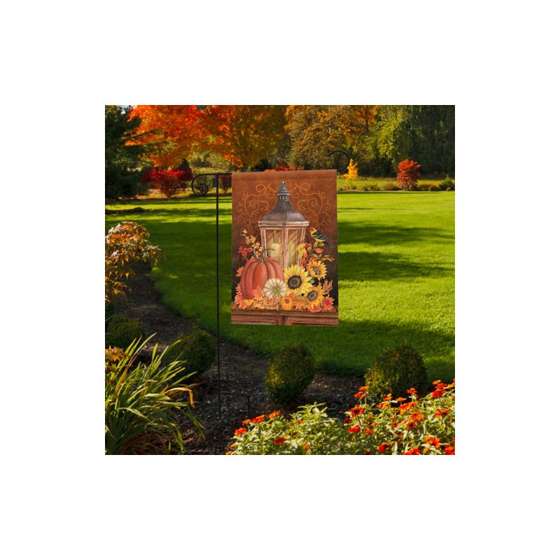 Fall Lantern Primitive Garden Flag Pumpkins Sunflower 18" x 12.5" Briarwood Lane
