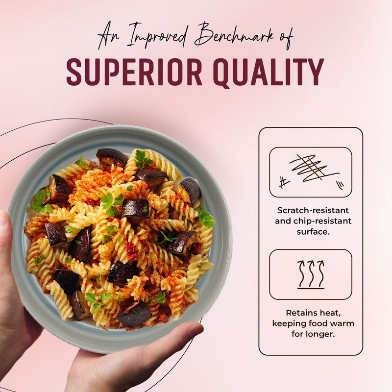 American Atelier Large Pasta Bowls, 42 oz Wide Shallow Stoneware Salad Bowl Set, Plates for Serving Dinner, Kitchen, and Eating, Set of 4,Light Blue