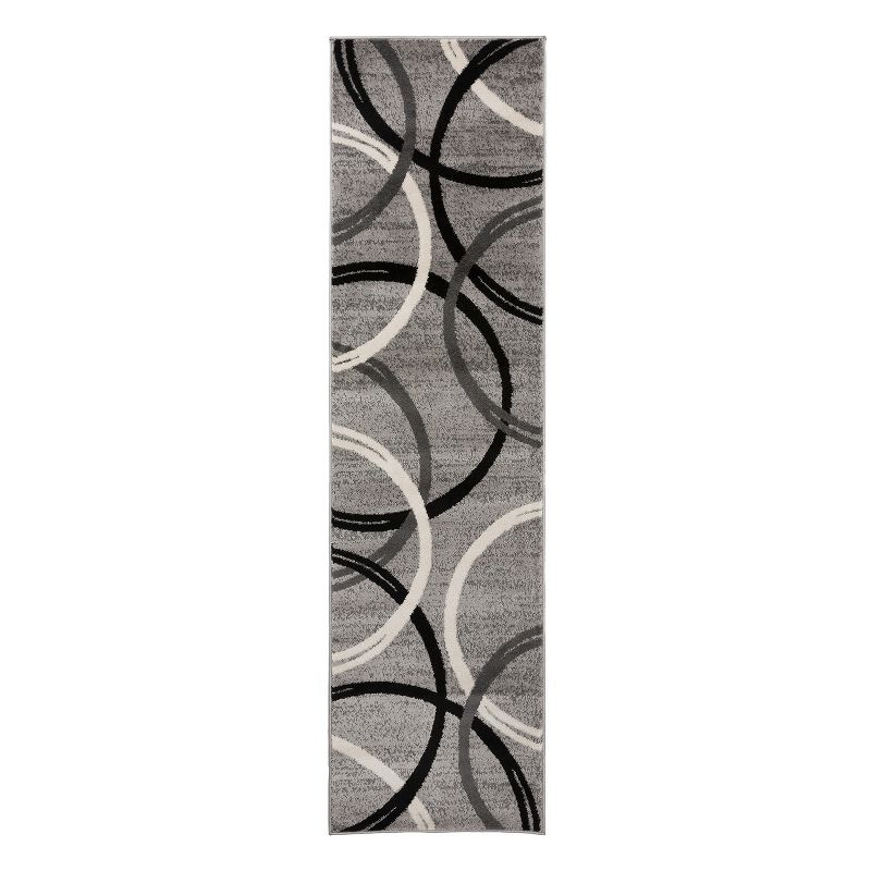 World Rug Gallery Contemporary Abstract Circles Design Area Rug - GRAY 2'7"x6'