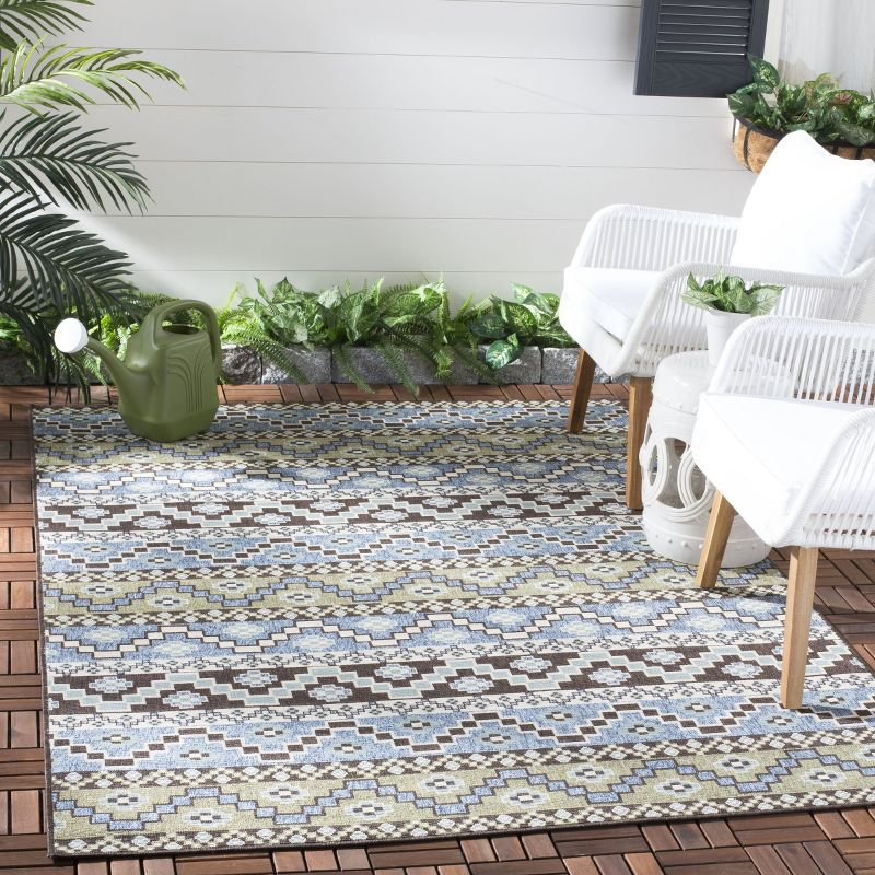 Veranda VER095 Power Loomed Indoor/Outdoor Accent Rug - Blue/Creme - 2'7"x5' - Safavieh