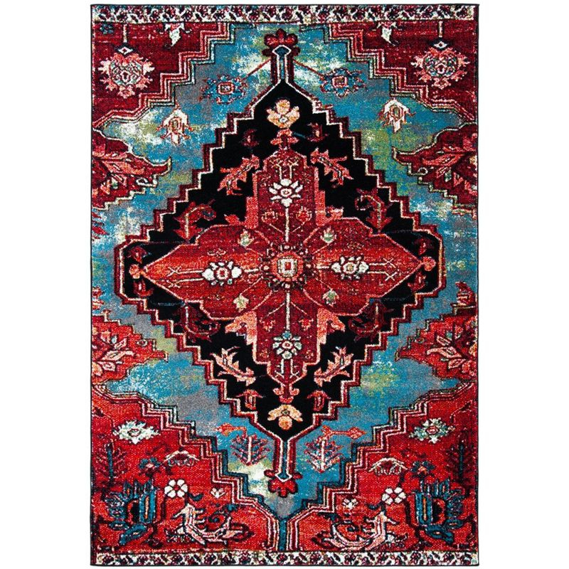 Vintage Hamadan VTH248 Power Loomed Indoor Accent Rug - Blue/Red - 2'7"x5' - Safavieh