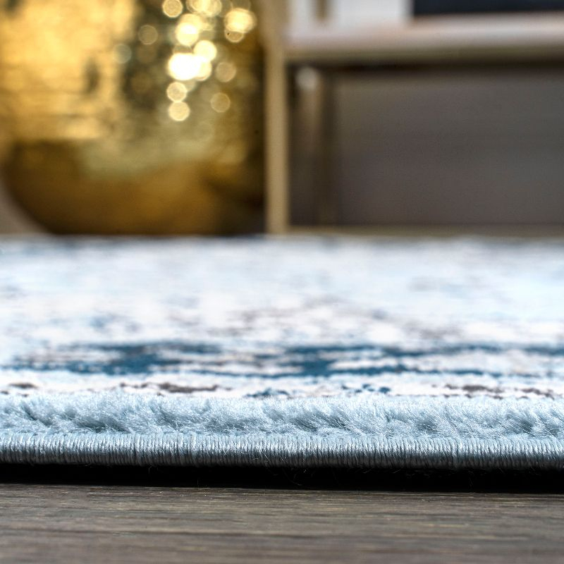 4'x 6' Palmette Modern Persian Floral Area Rug, Blue/Navy - JONATHAN Y