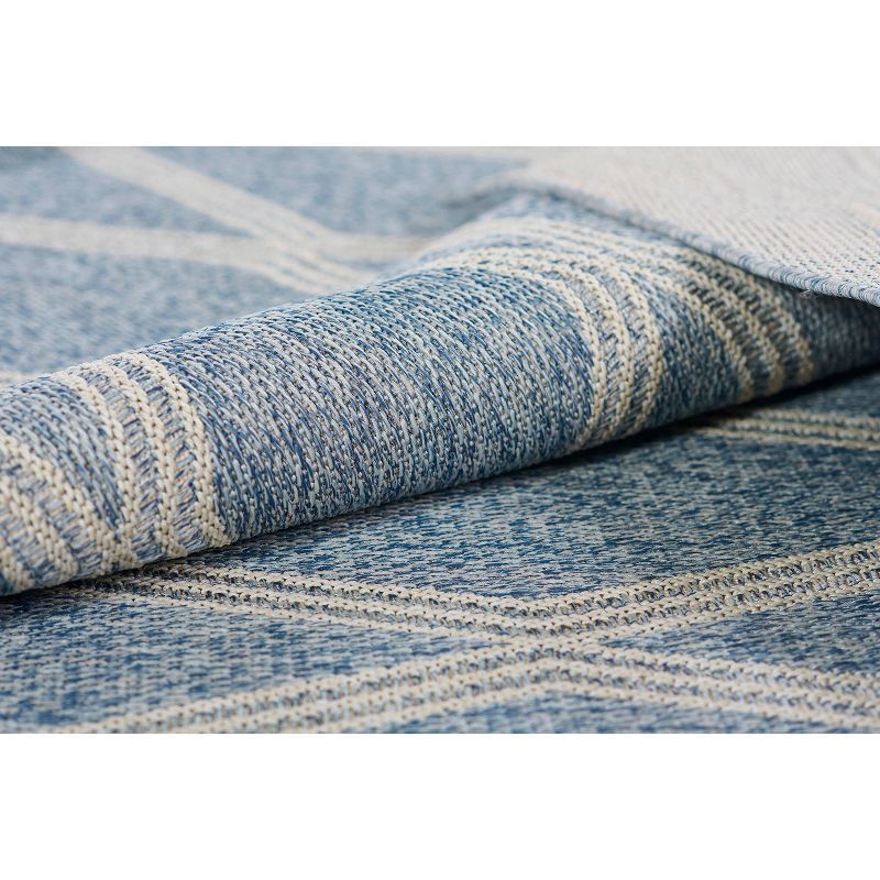 Momeni 5'3"x7' Hampton Ozzy Machine Loomed Indoor/Outdoor Area Rug Blue: Geometric Pattern, Low Pile, Polypropylene