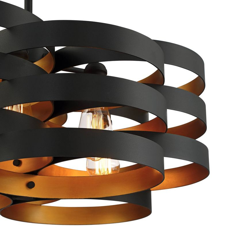 Possini Euro Design Zia Black Gold Chandelier 25 1/2" Wide Modern 6-Light Fixture for Dining Room House Foyer Kitchen Island Entryway Bedroom Home