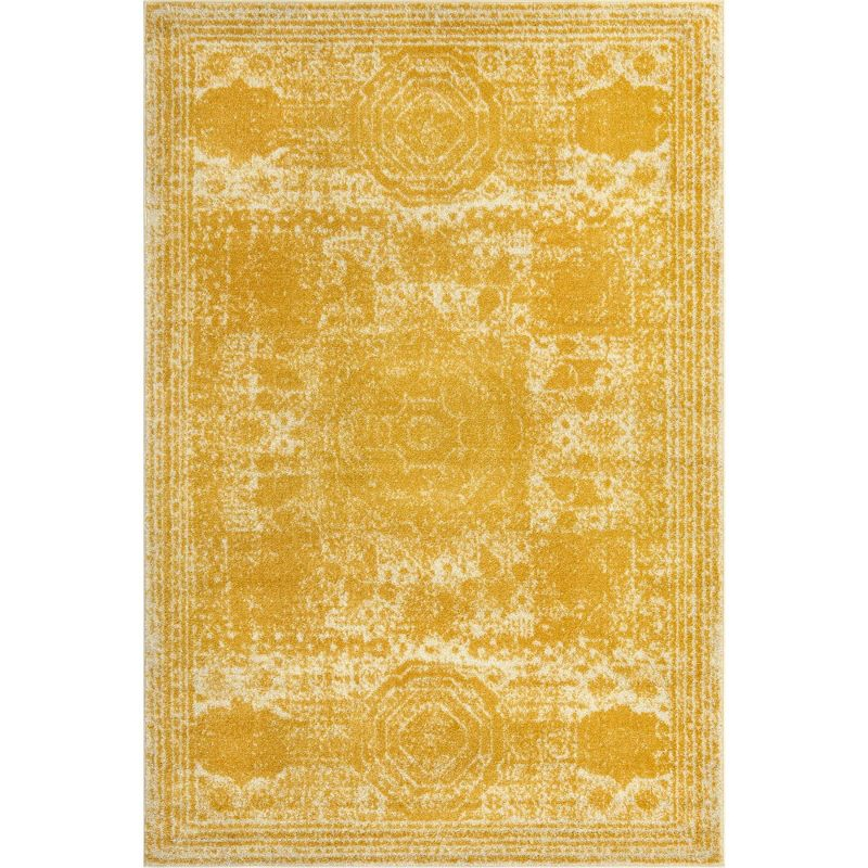 Unique Loom Bromley Collection Area Rug - Wells (6' 1" x 9' Rectangle Yellow/Ivory)