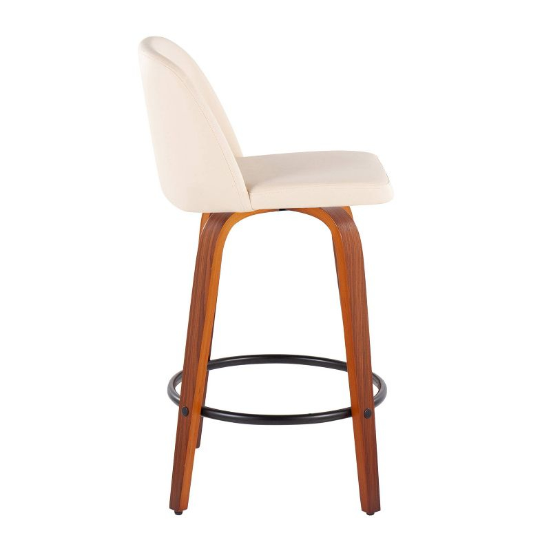 Set of 2 Toriano Counter Height Barstools with Swivel, Padded Seat & Footrest - LumiSource