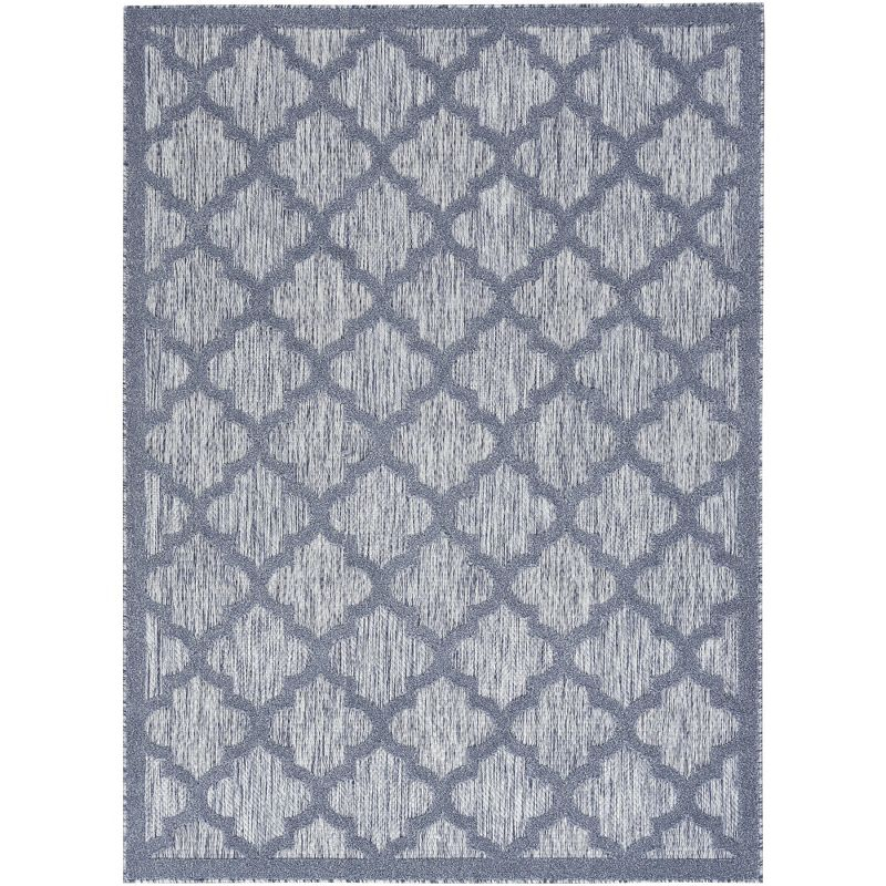Nourison Easy Care Trellis Flatweave Indoor Outdoor Area Rug 6' x 9' Denim Blue