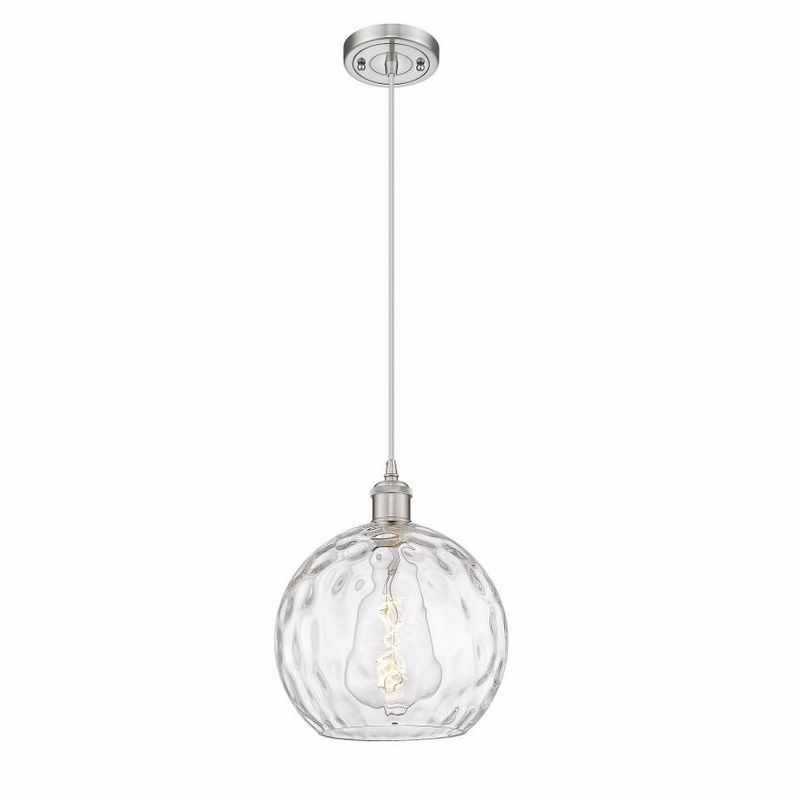 Innovations Lighting Athens Water Glass 1 - Light Pendant in  Brushed Satin Nickel