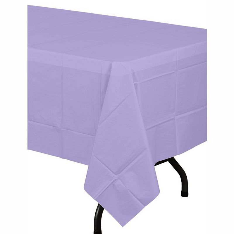 Crown Premium Quality Plastic Tablecloth 54 Inch. x 108 Inch. Rectangle - Lavender - 6 Pack