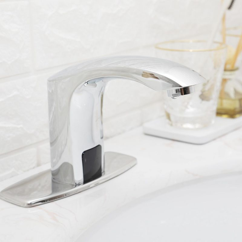 BWE Automatic Sensor Touchless Bathroom Sink Faucet With Deck Plate In Polished Chrome