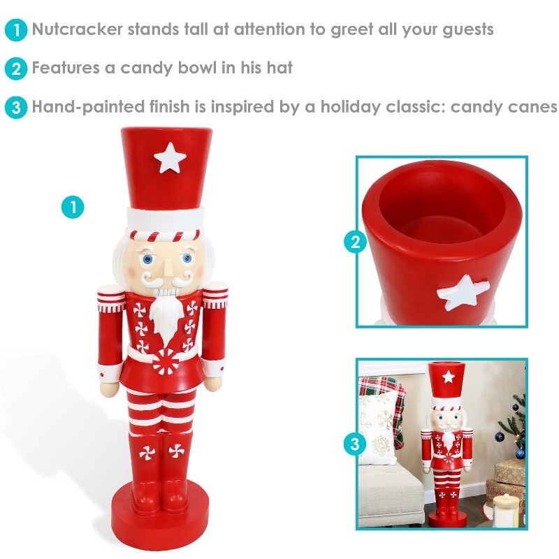 Sunnydaze Alfonso the Noble Large Nutcracker Statue - Red/White - 36"