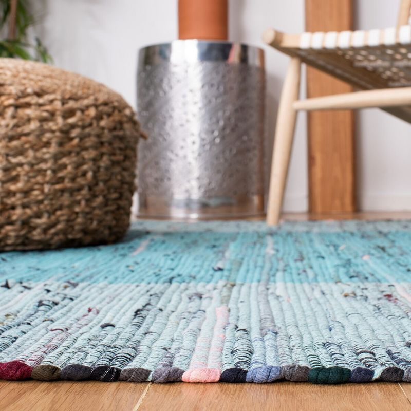 Rag Area Rug RAR122 Hand Woven Area Rug - Light Blue/Grey - 6'x6' - Safavieh.