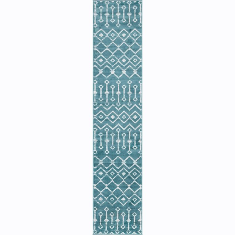 Unique Loom 2' 0 x 9' 10 Runner Moroccan Trellis Turquoise Runner Rug