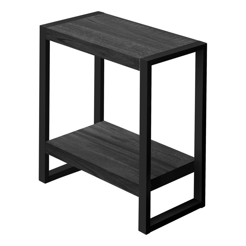Monarch Specialties Accent Table Side End Nightstand Lamp Living Room Bedroom Metal Laminate Black Contemporary Modern