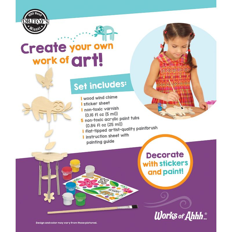 Works of Ahhh Craft Set - Sloth Wind Chime Classic Wood Paint Kit