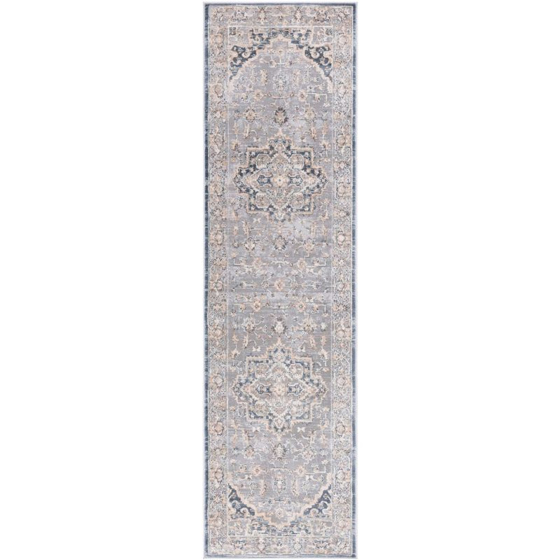 Cosmopolitan 600 CSM684 Power Loomed Indoor Runner Rug - Cream/Blue - 2'2"x8' - Safavieh